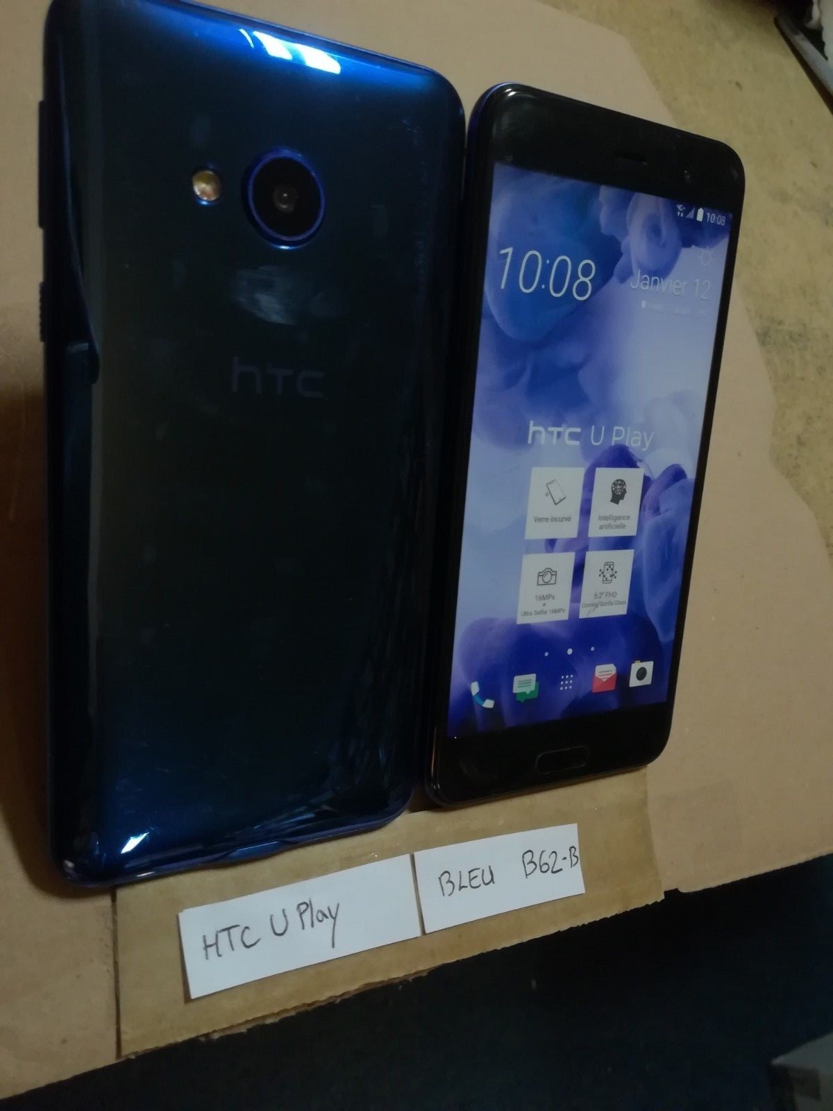 TELEPHONE PORTABLE FACTICE dummy smartphone N°B62-B : HTC U play bleu