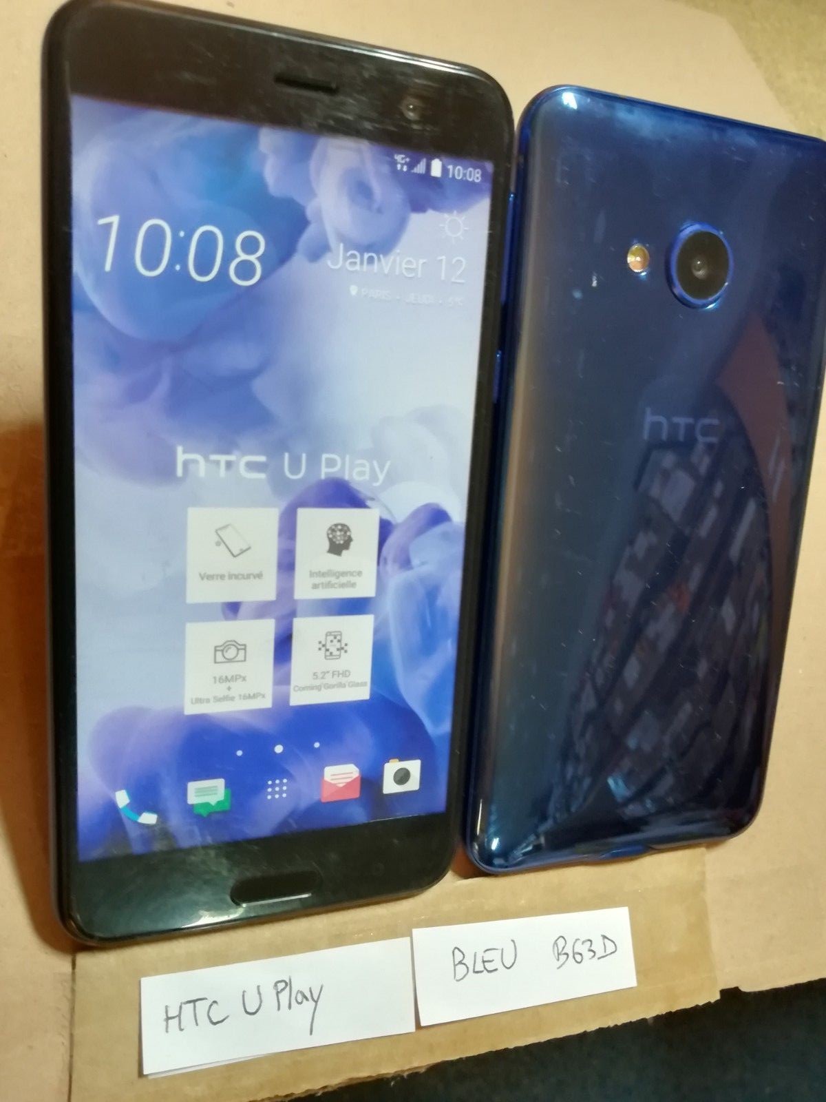 TELEPHONE PORTABLE FACTICE dummy smartphone N°B63-D : HTC U play bleu