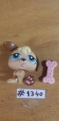 LITTLEST PETSHOP figurine: BABY DOG #1340 (puppy dog ​​w/bone) + bone