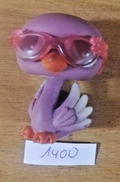LITTLEST PETSHOP figurine: SWAN #1400 (purple swan w/glasses) + glasses