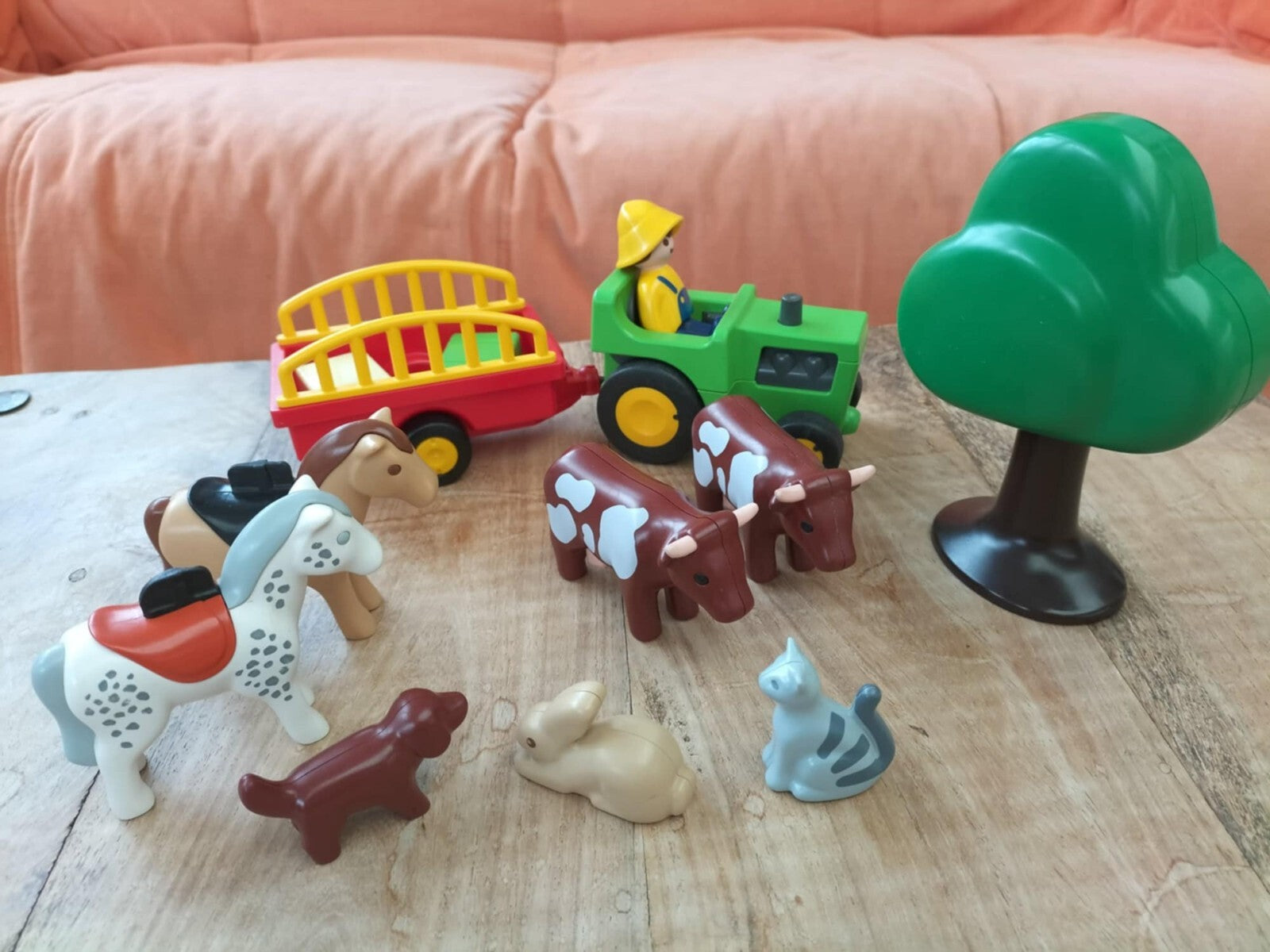 Playmobil 123: Farm Animals Set + Farmer + Tree + Tractor &amp; Trailer