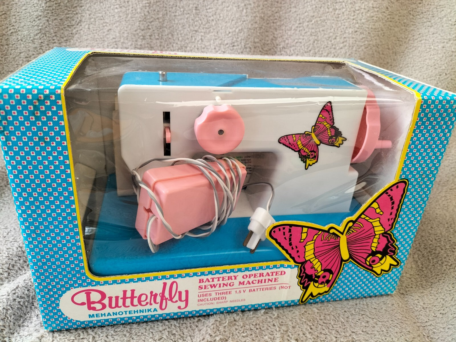Rare vintage Tina Butterfly sewing machine from Yugoslavia, in box.
