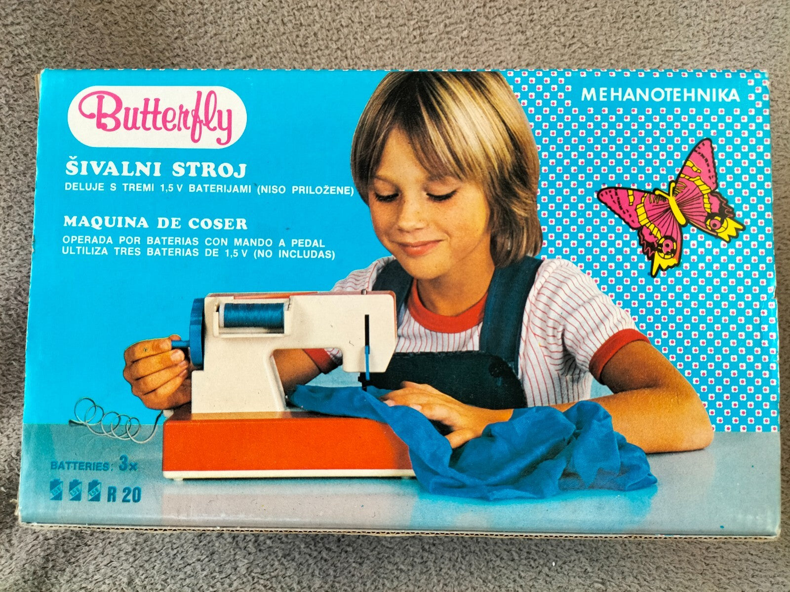 Rare vintage Tina Butterfly sewing machine from Yugoslavia, in box.