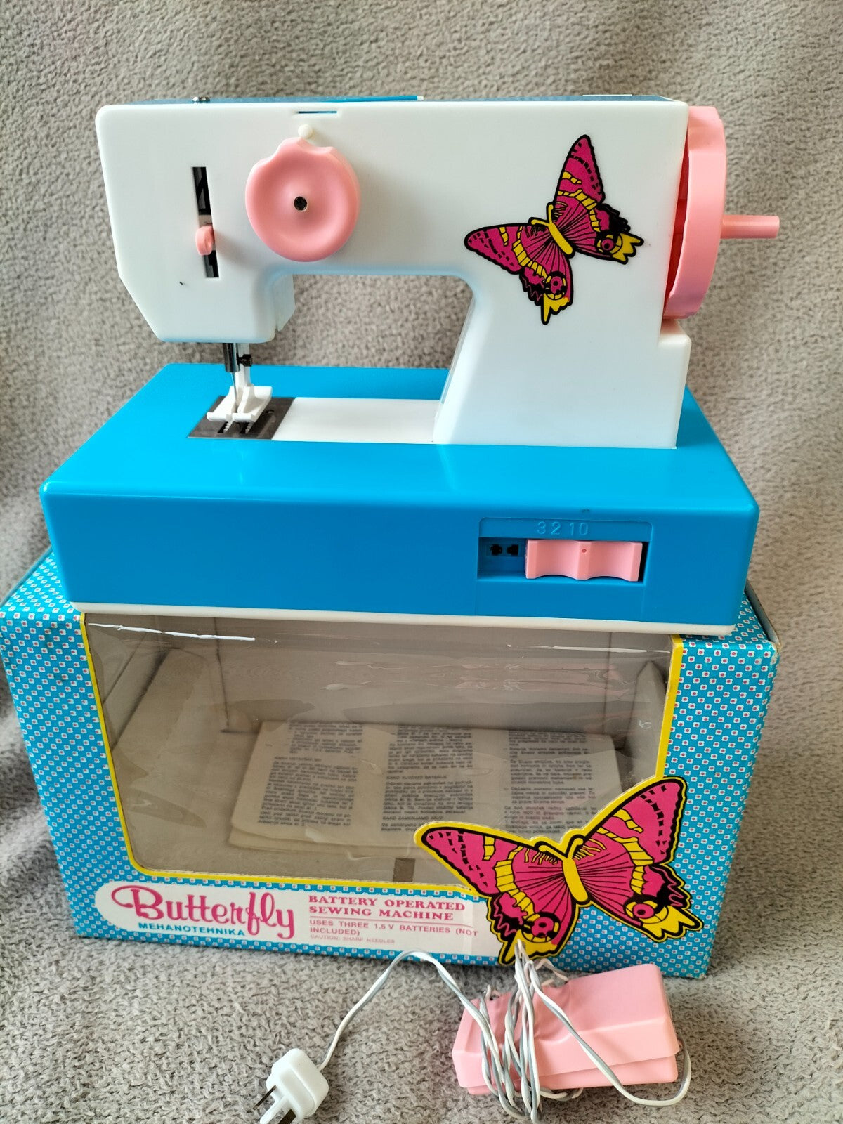 Rare vintage Tina Butterfly sewing machine from Yugoslavia, in box.