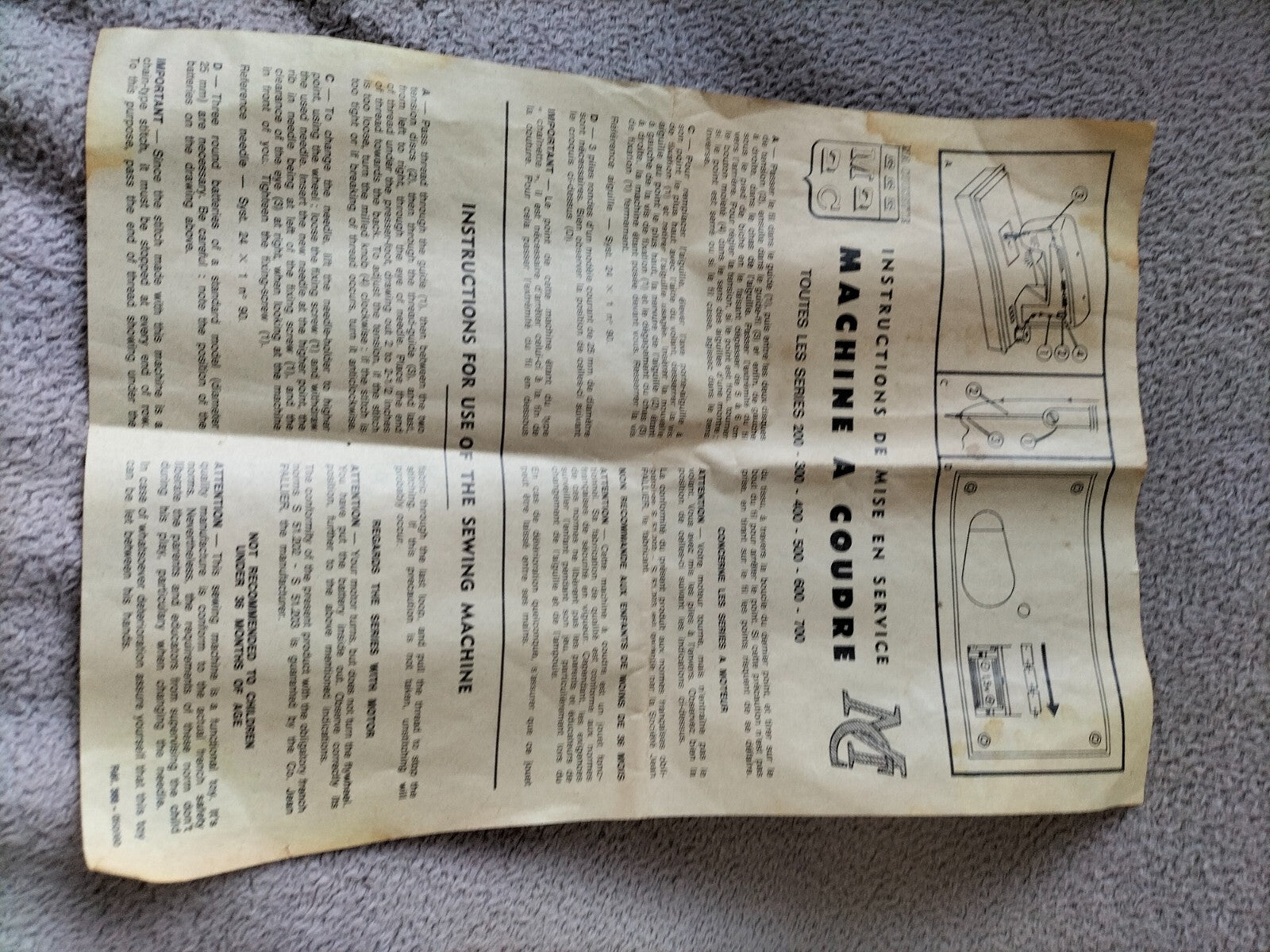 Rare vintage MA COUSETTE sewing machine in box, manual movement, no motor