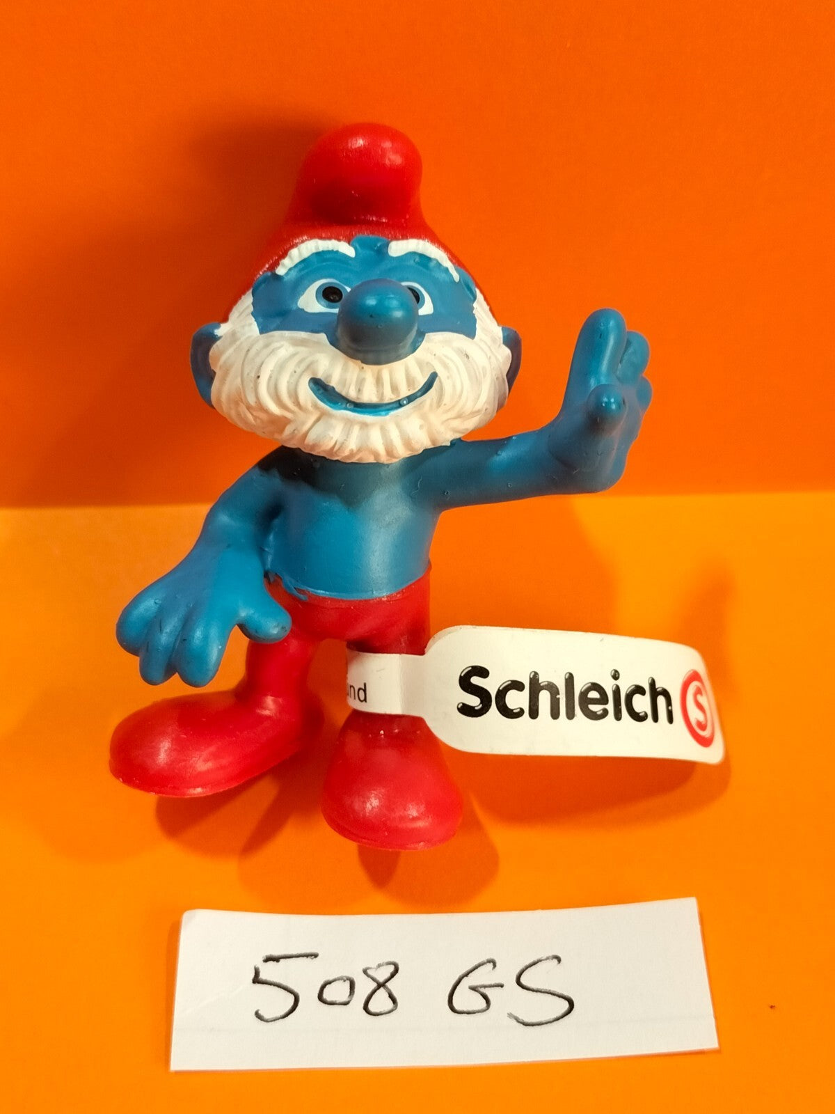 Large Smurf figurine 508 waving GERMANY Schleich smurf NEW 20754