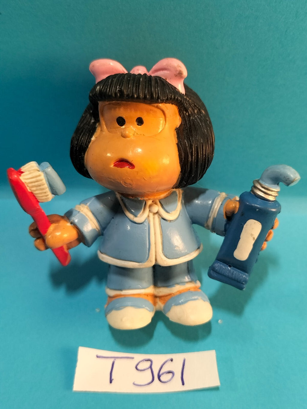 Figurine T961: Mafalda 5.5cm Comic Spain Pyjamas/Toothbrush/Toothpaste Rare
