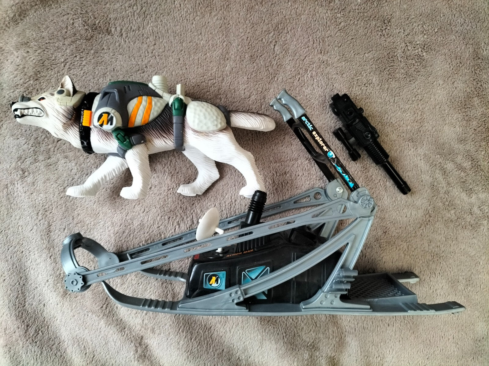 Action-Man AM24*: Trapper Dog + Sled Hasbro 1993 Polar Arctic Explorer