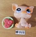 LITTLEST PETSHOP figurine: PIG #885 (pig) + bowl