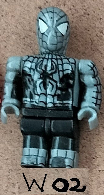 Figure W02: Silver Spider-Man Gray Rare Mega Bloks (Lego compatible) Marvel