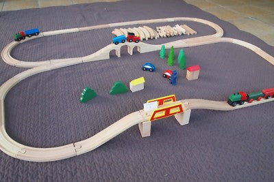 Lot No. 7 Wooden train set, mainly IKEA