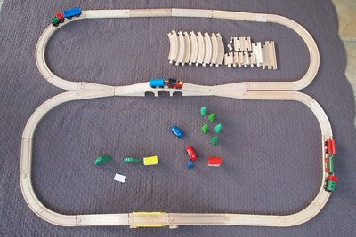 Lot No. 7 Wooden train set, mainly IKEA
