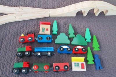 Lot No. 7 Wooden train set, mainly IKEA