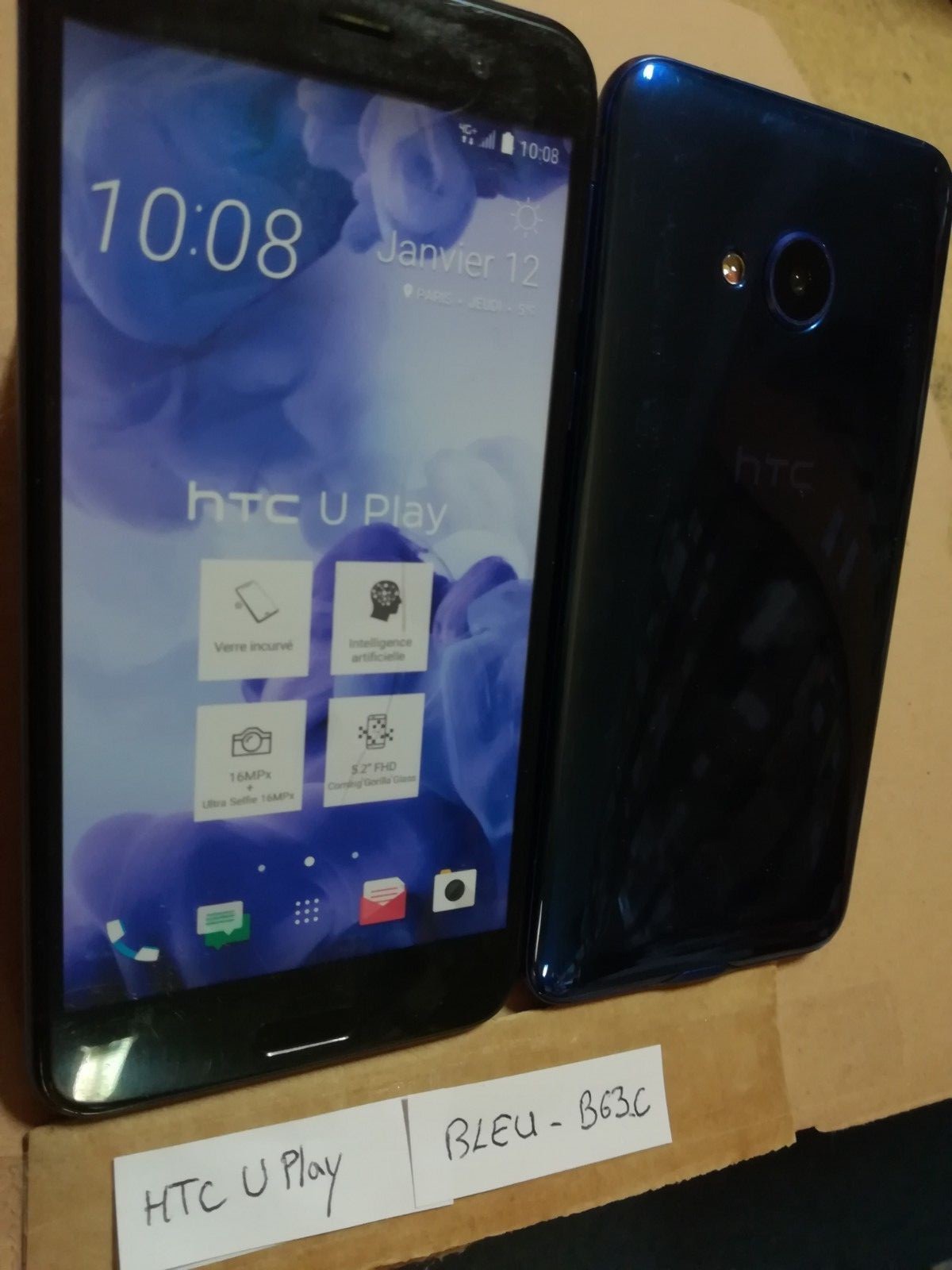 TELEPHONE PORTABLE FACTICE dummy smartphone N°B63-C : HTC U play bleu