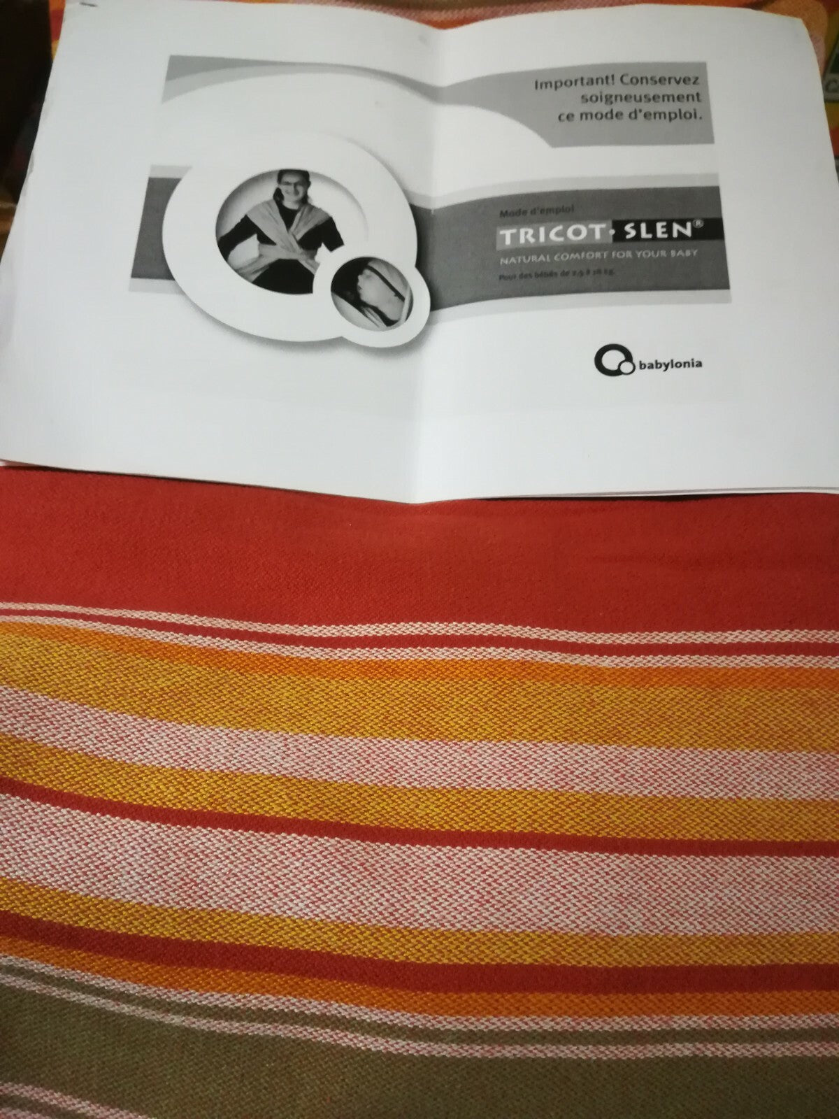 Tricot-Slen Organic baby carrier sling, organic cotton, BABYLONIA, different colors