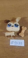 LITTLEST PETSHOP figurine: BABY DOG #1339 (puppy dog ​​w/bone) + bones