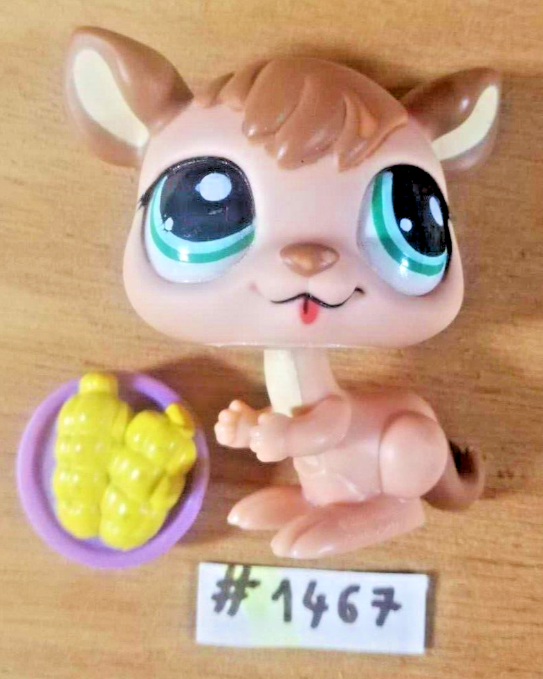 LITTLEST PETSHOP figurine: KANGAROO #1467 (kangaroo) + bowl