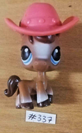 LITTLEST PETSHOP Figurine: HORSE PONY #337 (horse w/hat) + hat