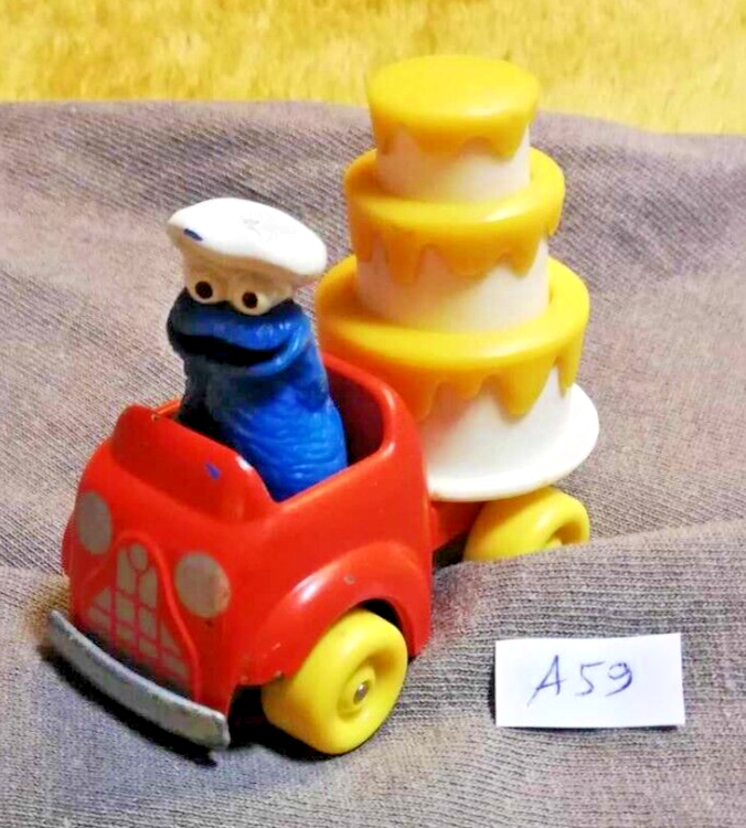Voiture A59 Vintage COOKIE MONSTER camion gateau Rue Sesame Playskool 82 diecast