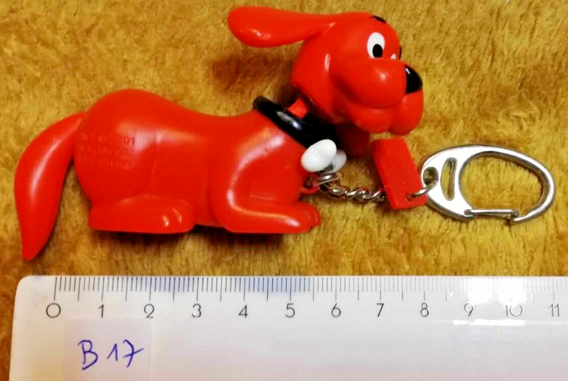 B17 CLIFFORD Big Red Dog Vintage Figurine Keychain/Red Dog/Bows Head