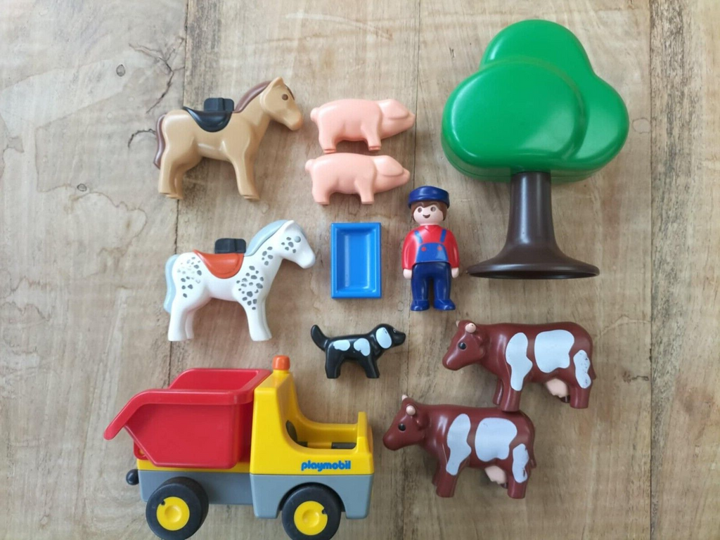 Playmobil 123: Farm Animals Set + Farmer + Tree + Truck