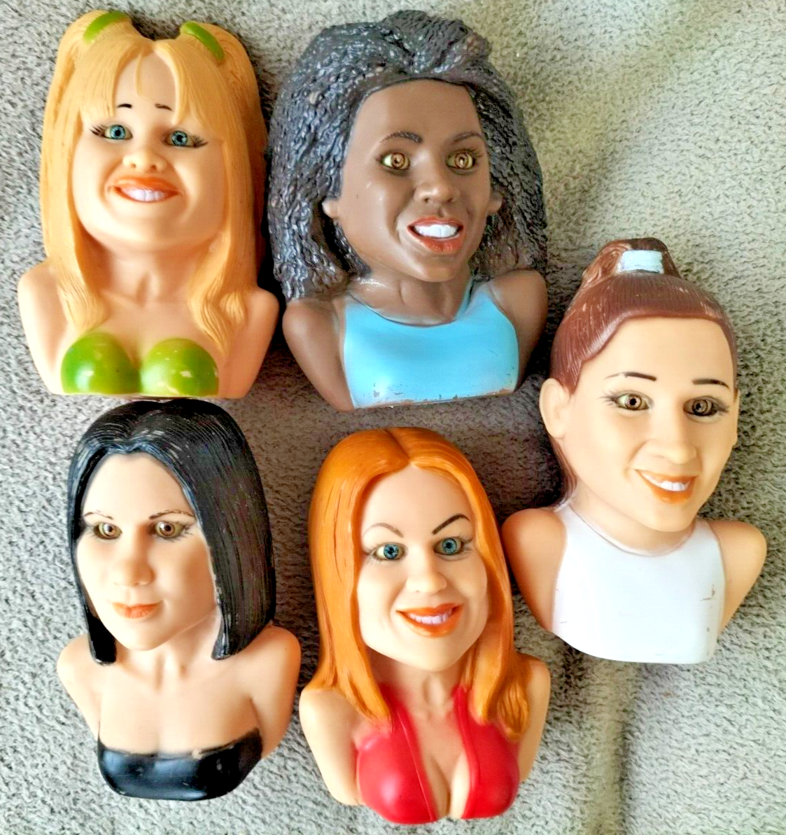 Set of 5 Spice Girls busts - Vinyl Busts 14cm 1998 vintage rare rubber
