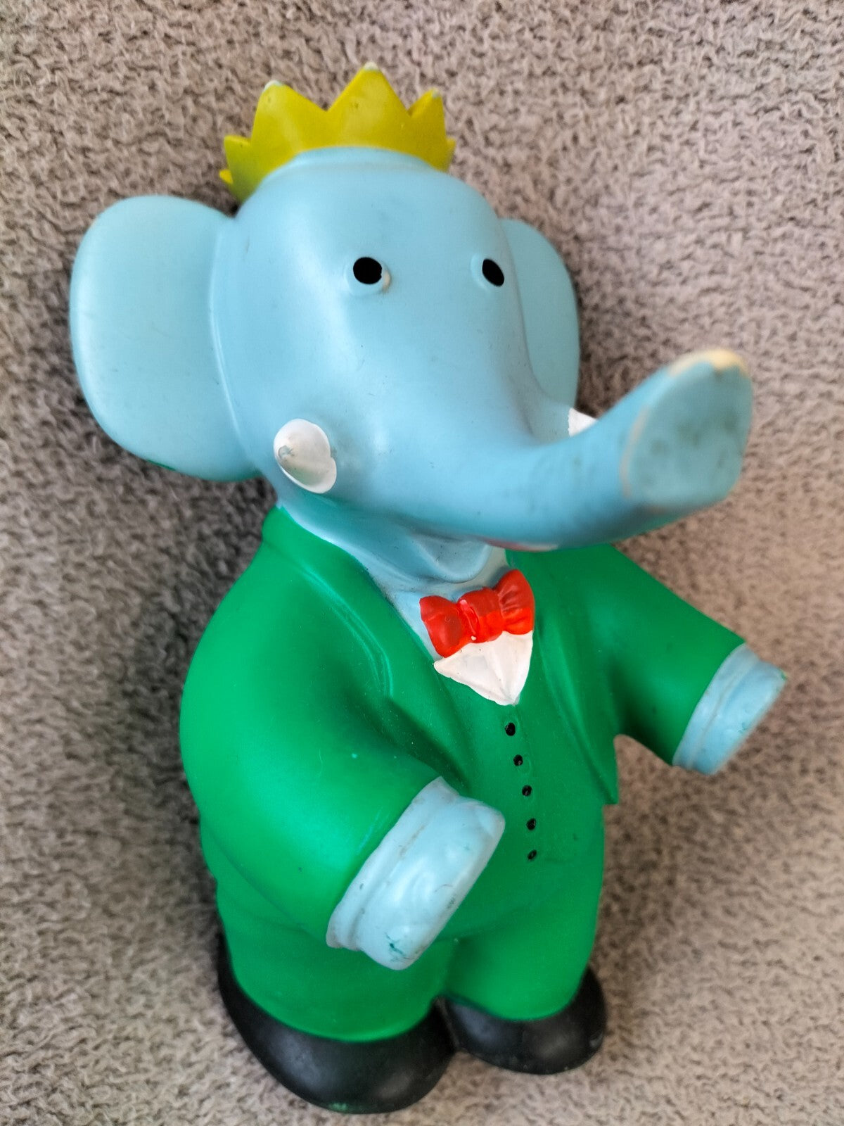 Squeaky elephant Babar - not working - 18x11cm - 1968 Brunhoff Delacoste