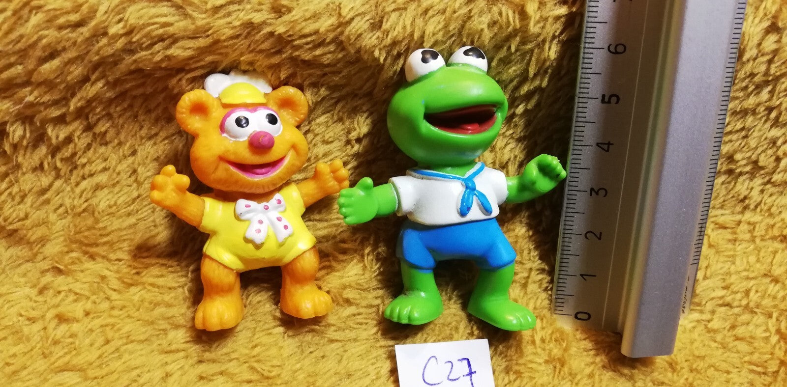 MUPPET SHOW C27 figurine: Bear Fozzie bear &amp; Kermit the frog babies Henson 1986