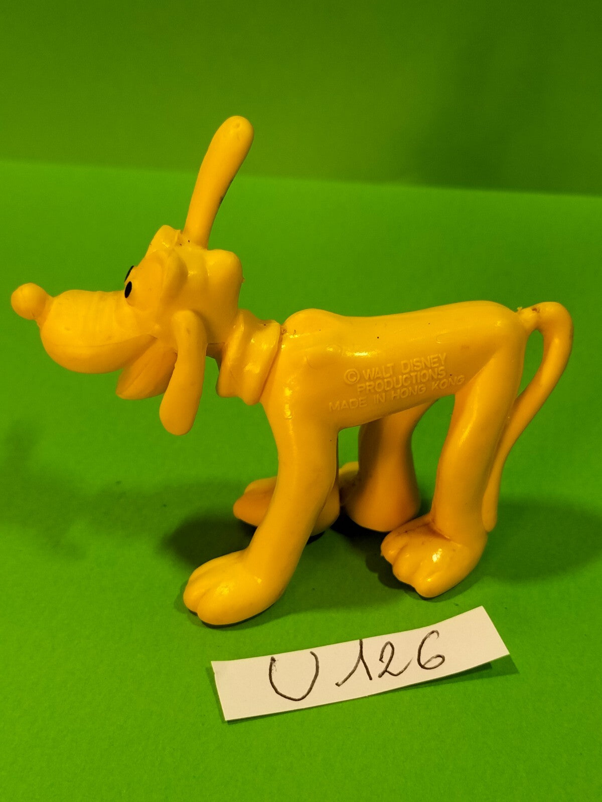 Figurine U126: Pluto Monochrome Rubber Mickey Mouse Dog Disney 7cm Hong Kong