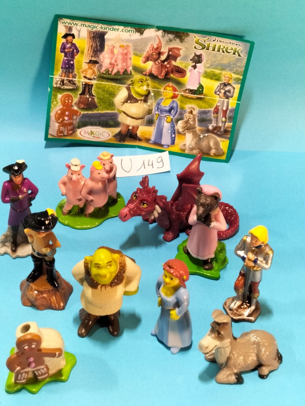 Lot U149: 10 SHREK 3 Kinder 2007 Dreamworks 4-5cm complete set figurines