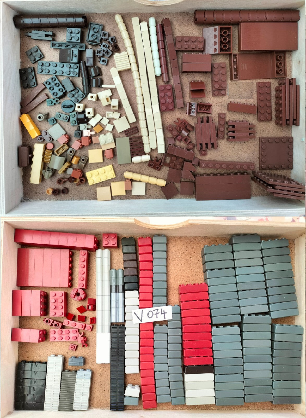 Lot V074: 415g of brown/beige/burgundy Mega Bloks loose pieces compatible with Lego